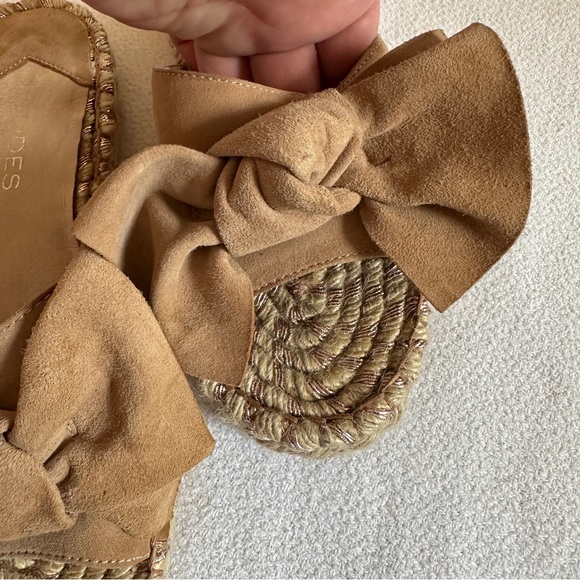 J/SLIDES Sandals Suede Espadrille Slide Tan Bow Size 8 - Picture 11 of 16